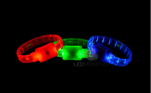 Imagen 4 de 8 de Pulseras Brazalete Led Silicona Cotillon Luminoso Pack X 10