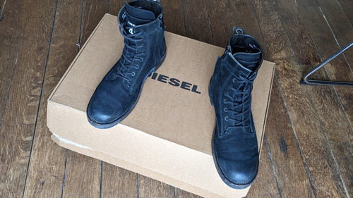 Botas Diesel Militares En Piel De Nobuk Lavada