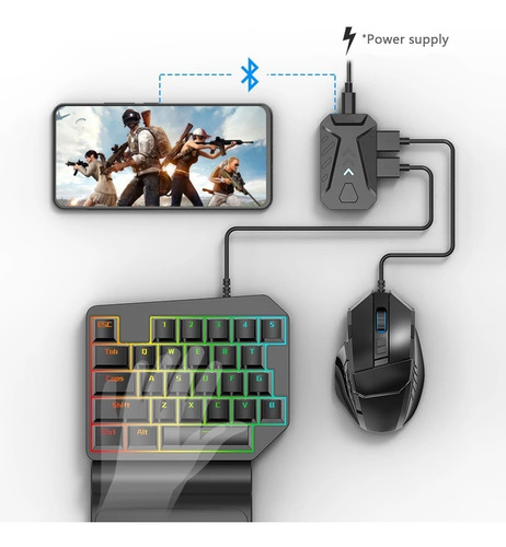 Imagen 2 de 7 de Kit Mouse Y Teclado Gamer Para Celular iPhone Ios Android