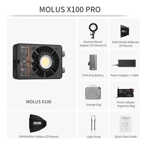 Luz Led Para Estudio De Vídeo Zhiyun Molus X100 Pro De 100 W