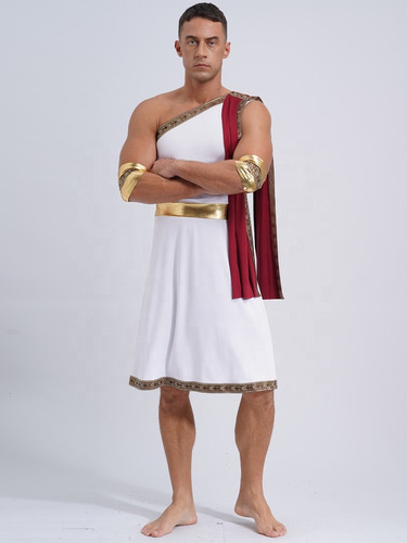 Disfraz De Toga Griega Antigua Para Hombre Con Bata Y Puños Desmontables