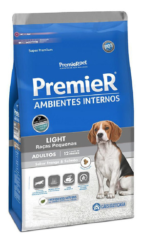 Ração Cães Premier Ambientes Internos Adultos Light 2,5kg Rp