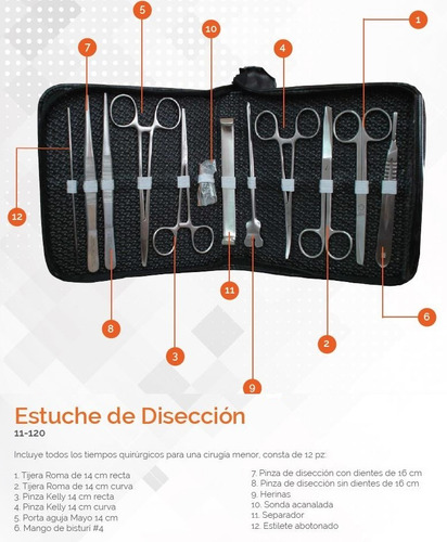 Imagen 2 de 3 de Estuche De Disección Guttek Acero Inoxidable 11-120