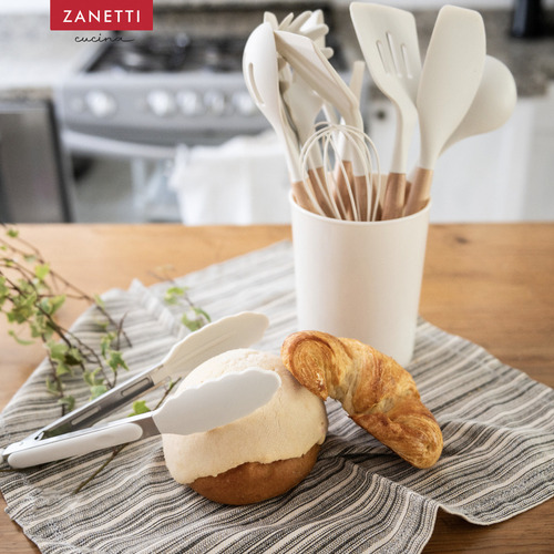 Utensilios De Cocina De Silicona Y Bambú Zanetti 12 Pz Color Blanco