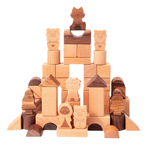 50 Piezas De Bloques De Construcción De Madera, Habilidades