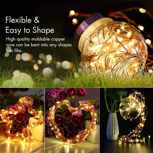 Imagen 7 de 7 de Guirnaldas Luces Solares Exterior 12m 120 Led Impermeable