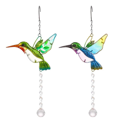 2 / Set Vidrieras Colibrí Prisma De Cristal Bola Jardín