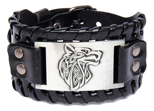 Pulsera De Cuero Hombres Mujeres Top Fashion Wolf Head