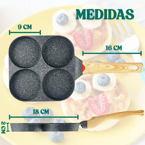 Sartén 4 En 1 Roca Volcánica Acero Antiadherente Inducción Corazones