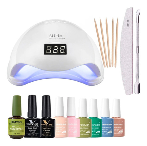 Kit Inicial 48w Manicura Gel Esmalte Removedor Cabina Led/uv