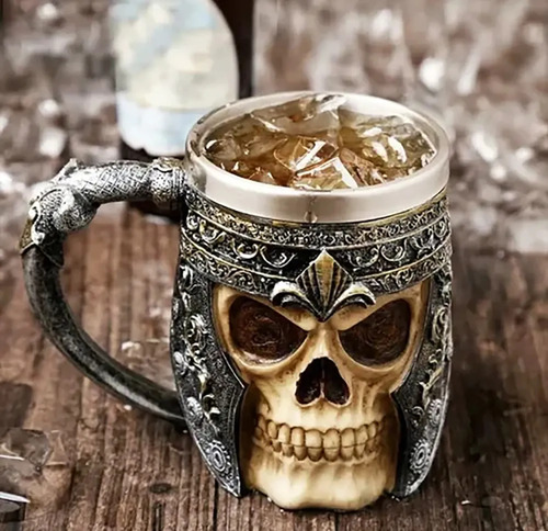 Vaso Con Mango De Calavera De Pirata De Acero Inoxidable, 40