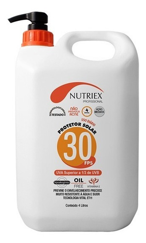 Protetor Solar Bombona Com 4 Litros Fps 30 Nutriex