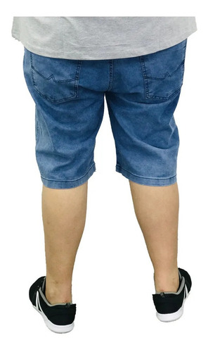 Imagem 2 de 4 de Bermuda Masculina Jeans C/ Lycra Plus Size Delave Clara