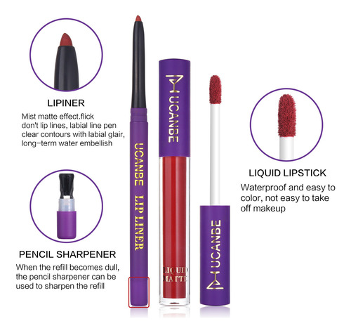 Set De Maquillaje Con 6 Lápices Labiales Líquidos Mate, 6 De