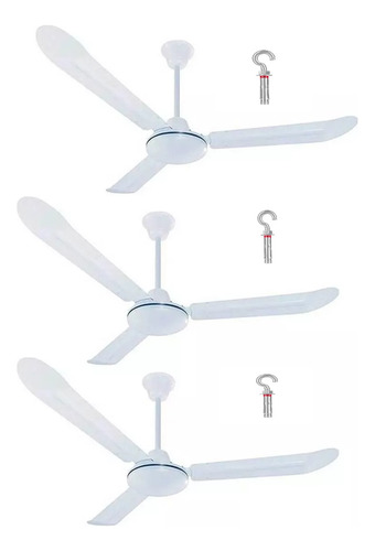 3 Pzs Ventilador Industrial De Techo 110v Vec Supreme Blanco Diámetro 142 Cm Frecuencia 60hz Material De Las Aspas Metal