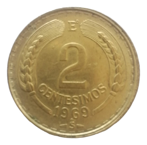 2 Céntimos Chile 1969 Bronce Cóndor Alado - Centésimos (Usado)