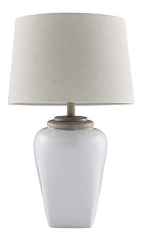 Lámpara De Mesa-cerámica Curvada Color Blanco.marca Pyle