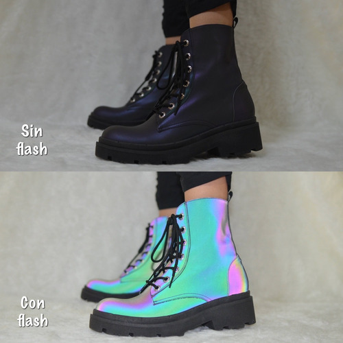 Imagen 4 de 6 de Botín De Dama Tornasol Botas Urbanas Tendencia Forro Piel.