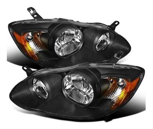 Toyota Corolla 2003 - 2008 Par Faros Delanteros Fondo Negro