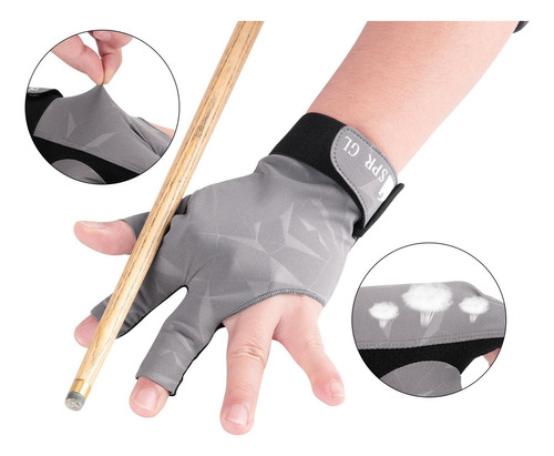 Guante De Billar De 3 Dedos, Guante De Billar De Mano Gris