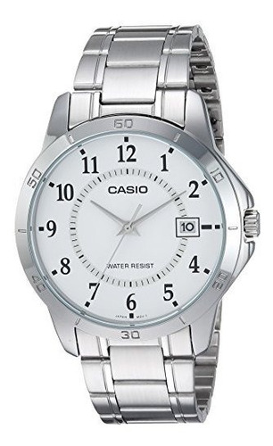 Casio Mtpv004d7b Esfera Blanca Reloj De Acero Inoxidable