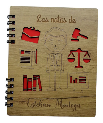 Cuaderno Personalizado Profesiones 22x17cm Tapas Mdf 