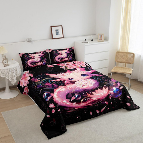 Juego De Cama Axolotl Feelyou, Incluye Funda Nórdica Y 2 Fun