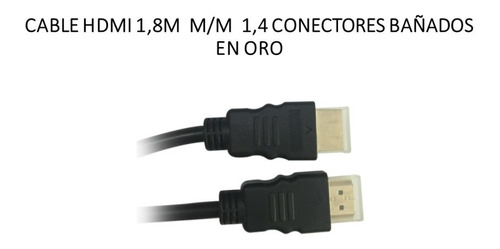 Cable Hdmi 1,8m 1080p Full M/m 1,4 Conector Bañado En Oro