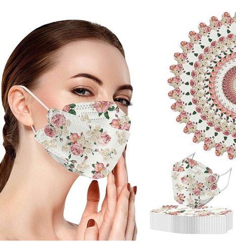 50 Máscaras 3d De Flores, Protección De Alta Eficiencia Kf94