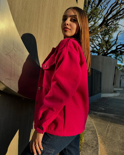 Saco Oversize Mujer Paño Bolsillos Camisa Tapado Urbano