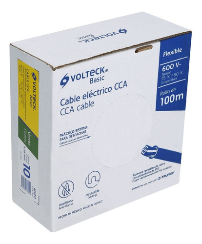 Cable Eléctrico Cal 10 Alucobre 100 M Verde Volteck Cca 10v