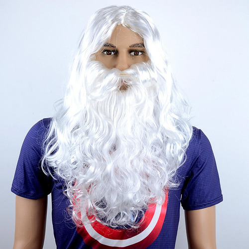 / Peluca De Papá Noel Con Barba Para Cosplay, Decoración