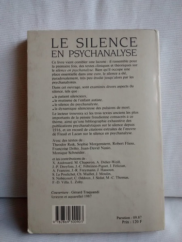 Imagen 2 de 5 de Le Silence Psychanalyse J D Nasio Rivages En Frances 1987