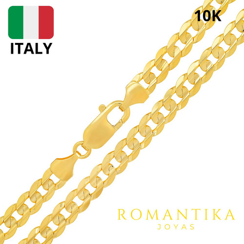 Cadena Barbada Cubana Cuban Oro 10k Kilates 55cm 6mm Italy Color Dorado