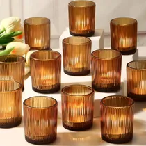 Comprar Paquete De 24 Portavelas Votivas Vintage Ámbar, Portavelas D