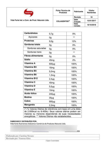 Colágeno Colagentek 300g - Hidrolisado Abacaxi - Vitafor