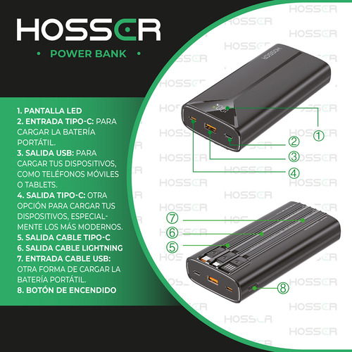 Power Bank 20000mah Hosser Cargador Portatil Celular Externo