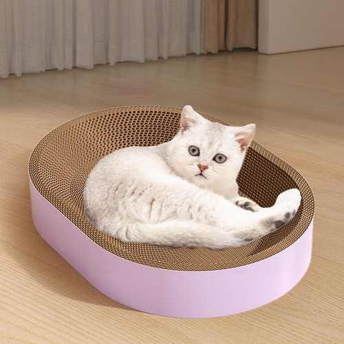 Tablero Rascador Para Gatos De Cartón Ovalado, Xl Violeta