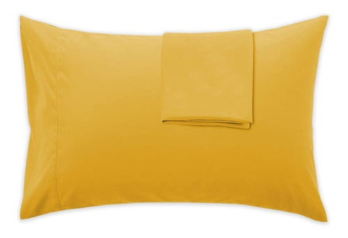 4 Fundas De Almohada | Matrimonial | 2 Colores A Color Taupe - Mostaza Liso