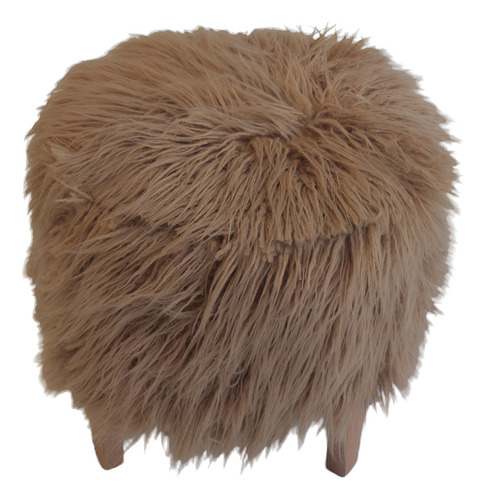 Puff Banqueta Peludo Nordico Marron Claro Piel Sintetica Marrón Claro