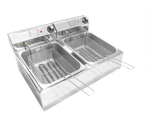 Fritadeira Industrial 2 Cubas 10 L Óleo Aço Inox 6000w