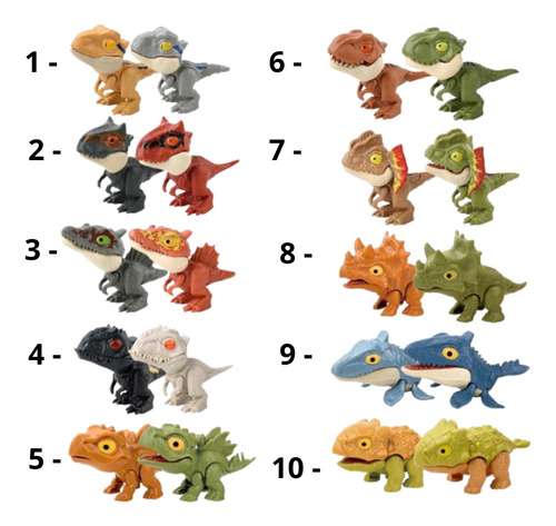 Kit 10 Dinossauros Miniatura Morde Dedo Baby Colecionável