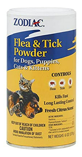 Zodiac Flea & Tick Powder For Dogs, Puppies, Cats, And Kitte