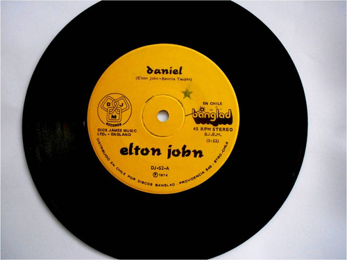 Vinilo Single  45     Elton John    Daniel / Gato Montés