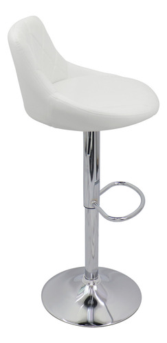 Taburete de bar Milano Carmel, cómodo taburete de cocina alto con ajuste, acabado con estructura de metal, color: blanco, blanco