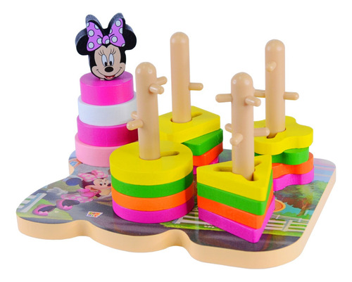 Brinquedo Didatico Disney Minnie Grande Encaixe Formas Cores Cor Colorido