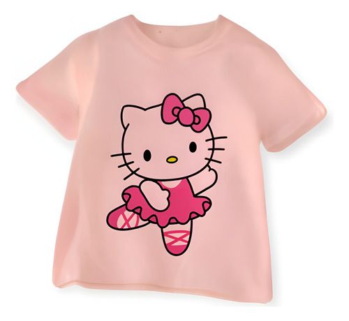 Polera Niña Rosada  Hello Kitty Dancer Algodón Talla 4 A 10 