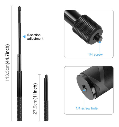 Selfie Stick Para Moto, 1/4, Repuesto Para Insta360 X2/x3