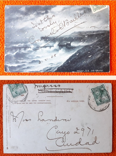 Antigua Postal Circulada Con 2 Sellos Libertad Sentada 1905