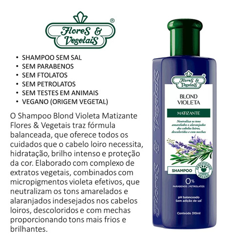 Flores E Vegetais Kit - Shampoo Blond Matizante 300ml 2 Uns